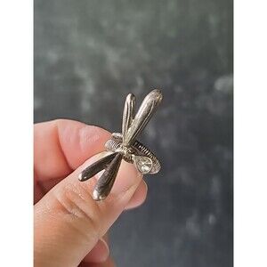 925 Sterling Silver Dragonfly Glass Accent Ring, SIZE US 4.5 Vintage Thailand